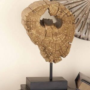 Decmode‎ Large Natural Brown Live Edge Tree Trunk Wood Sculpture & Black Base